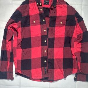 Abercrombie & Fitch Mens Slim Fit Red Black Buffalo Plaid Flannel Shirt XXL
